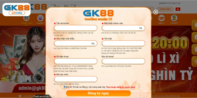 Một số lỗi sai người chơi cần tránh khi đăng ký Gk88